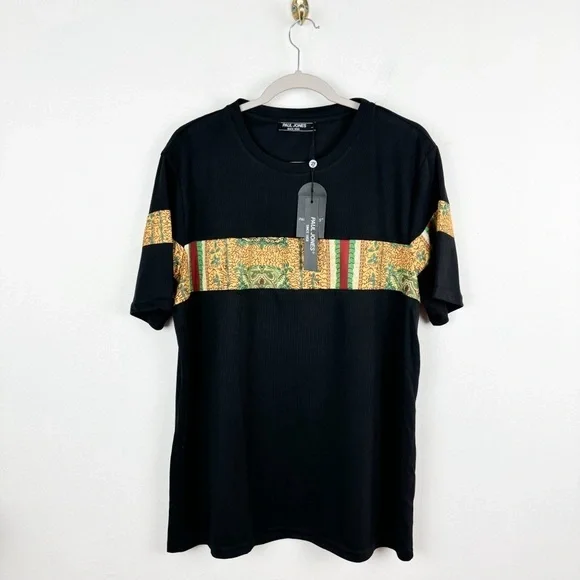 NWT Paul Jones Men's Black Mesh Dashiki Athletic Shirt Sz L - Picture 2 of 7